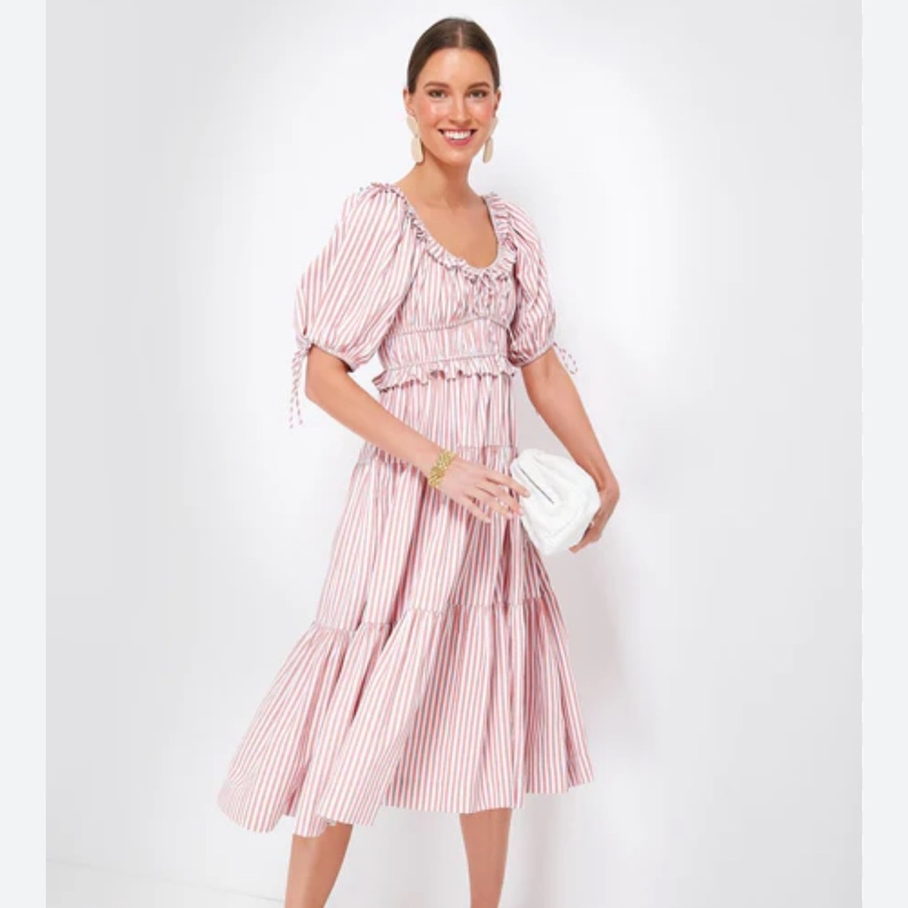 En Saison Pink Striped Brielle Midi Dress